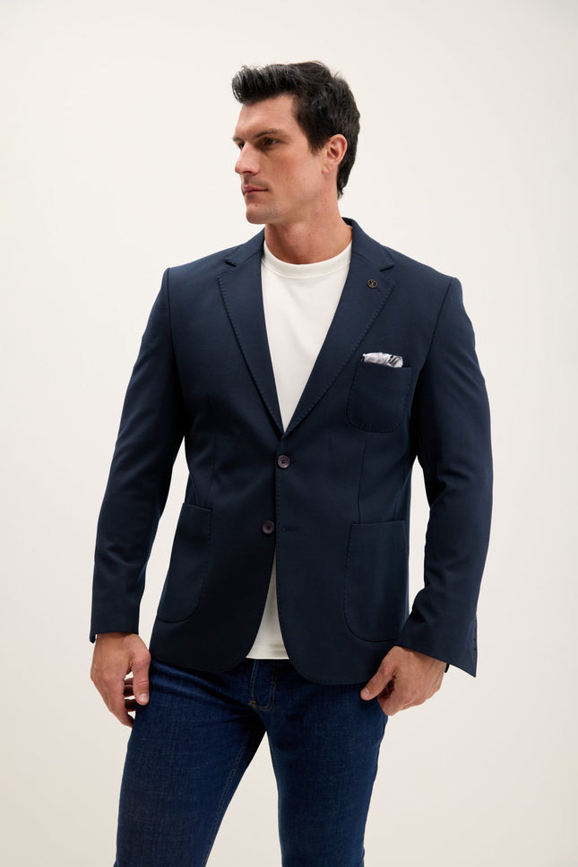 Men's Classic Fit Jetsetter Blazer - Navy | Ron Tomson