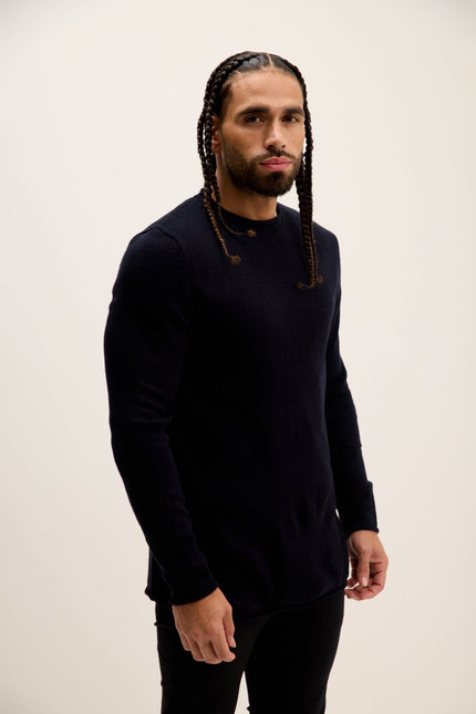 Men's Tube Pullover Sweater - Navy | Ron Tomson