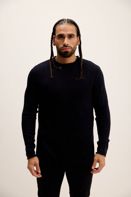 Men's Tube Pullover Sweater - Navy | Ron Tomson