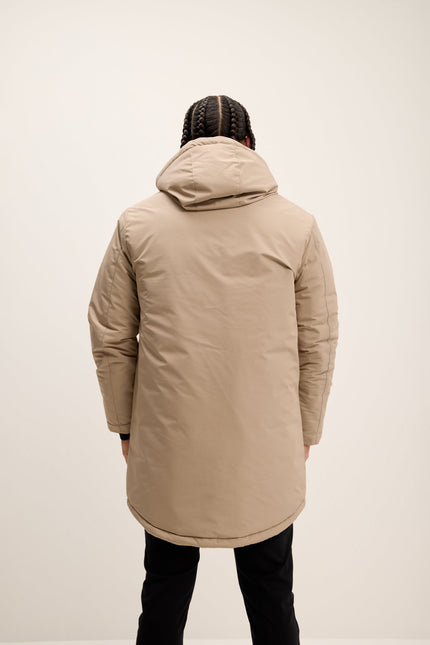 Men's Hooded Parka - Stone | Ron Tomson