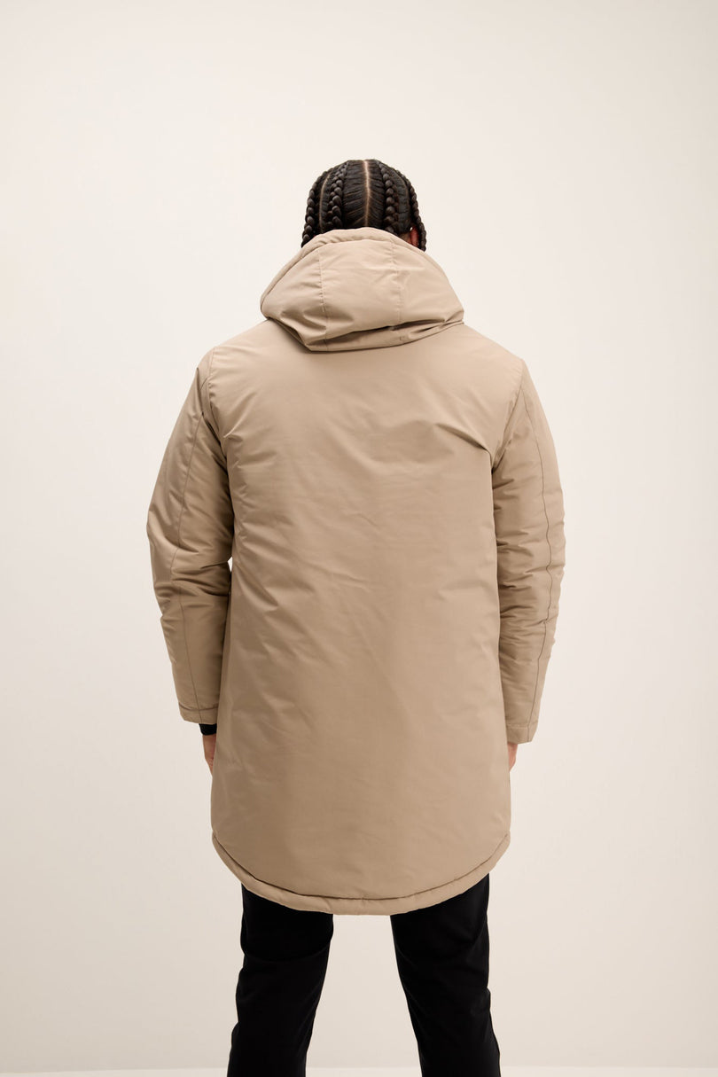 Men's Hooded Parka - Stone | Ron Tomson
