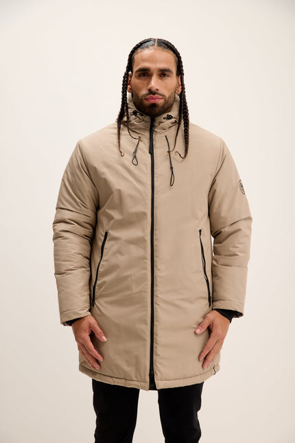 Men's Hooded Parka - Stone | Ron Tomson