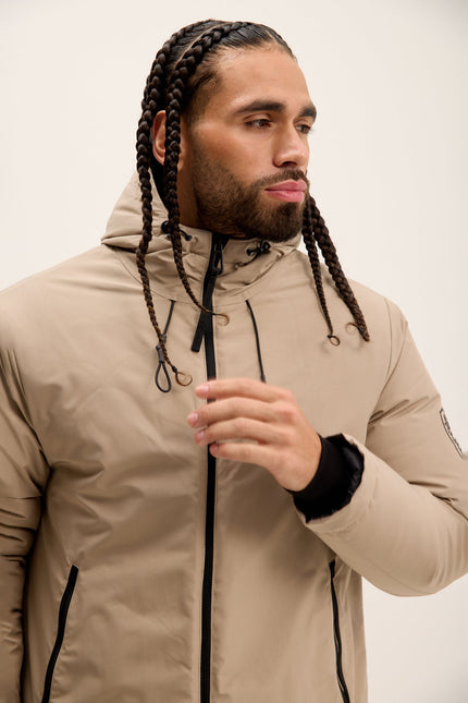 Men's Hooded Parka - Stone | Ron Tomson