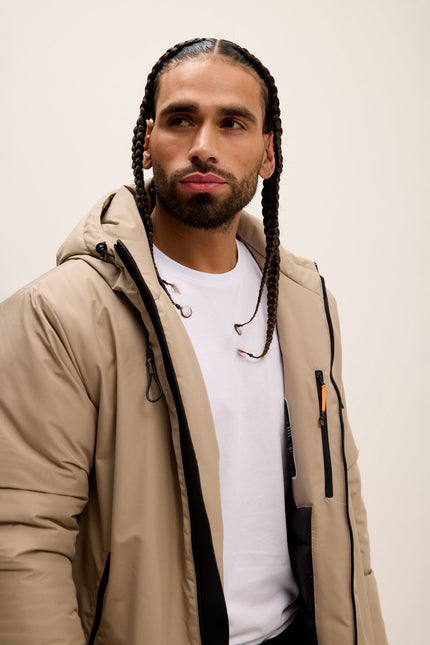 Men's Hooded Parka - Stone | Ron Tomson