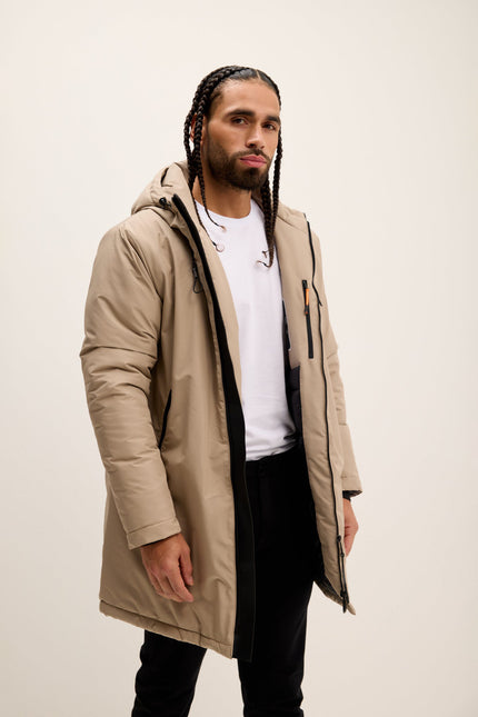 Men's Hooded Parka - Stone | Ron Tomson