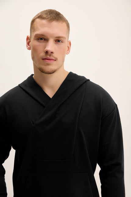 Men's Hooded Sweater - Black | Ron Tomson