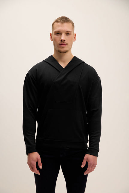 Men's Hooded Sweater - Black | Ron Tomson
