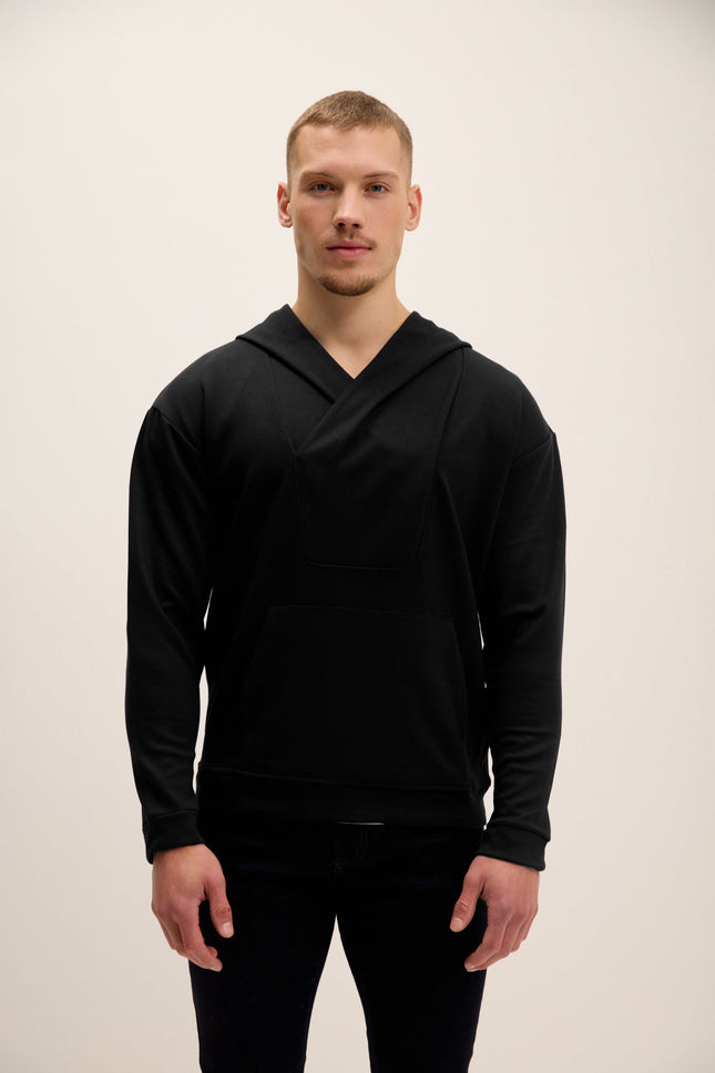Men's Hooded Sweater - Black | Ron Tomson
