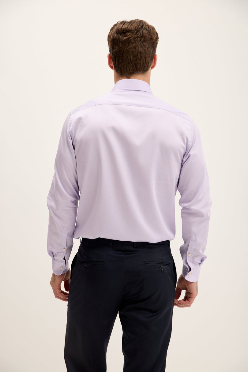 Men's Spread Collar Fitted Dress Shirt - Lavender | Ron Tomson