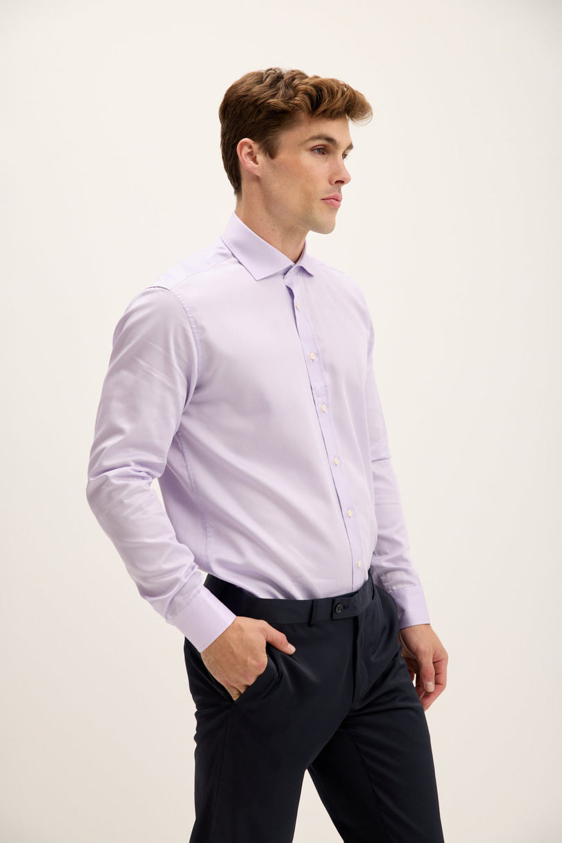 Men's Spread Collar Fitted Dress Shirt - Lavender | Ron Tomson