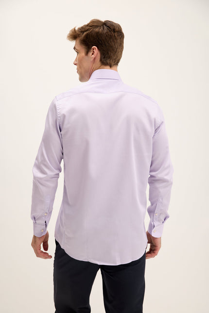Men's Spread Collar Fitted Dress Shirt - Lavender | Ron Tomson