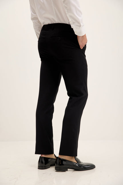 Men's Wool Tuxedo Pants - Black Matte | Ron Tomson