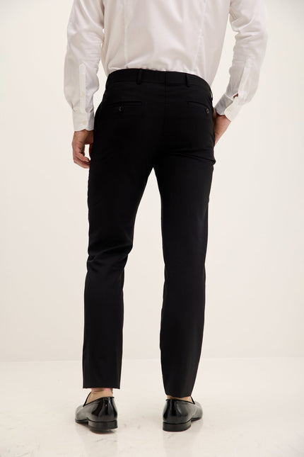 Men's Wool Tuxedo Pants - Black Matte | Ron Tomson