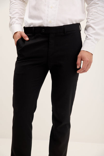 Men's Wool Tuxedo Pants - Black Matte | Ron Tomson