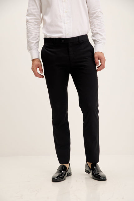 Men's Wool Tuxedo Pants - Black Matte | Ron Tomson