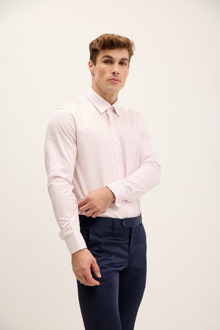 Men's Point Collar Dress Shirt - Light Pink | Ron Tomson