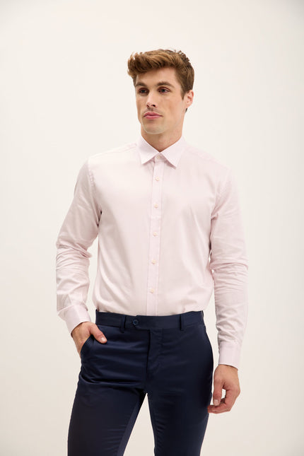 Men's Point Collar Dress Shirt - Light Pink | Ron Tomson