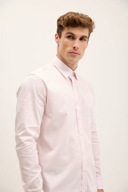 Men's Point Collar Dress Shirt - Light Pink | Ron Tomson