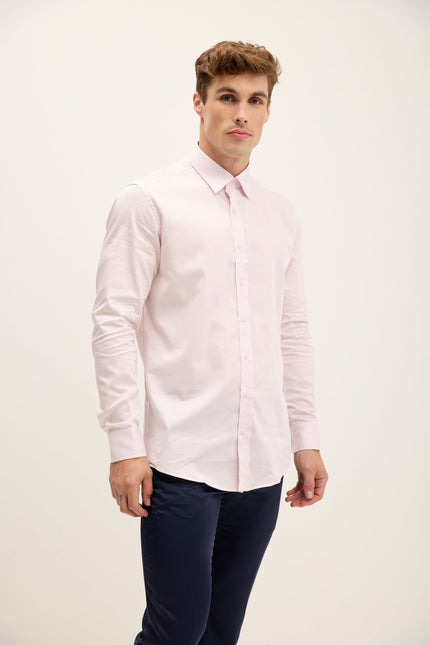 Men's Point Collar Dress Shirt - Light Pink | Ron Tomson