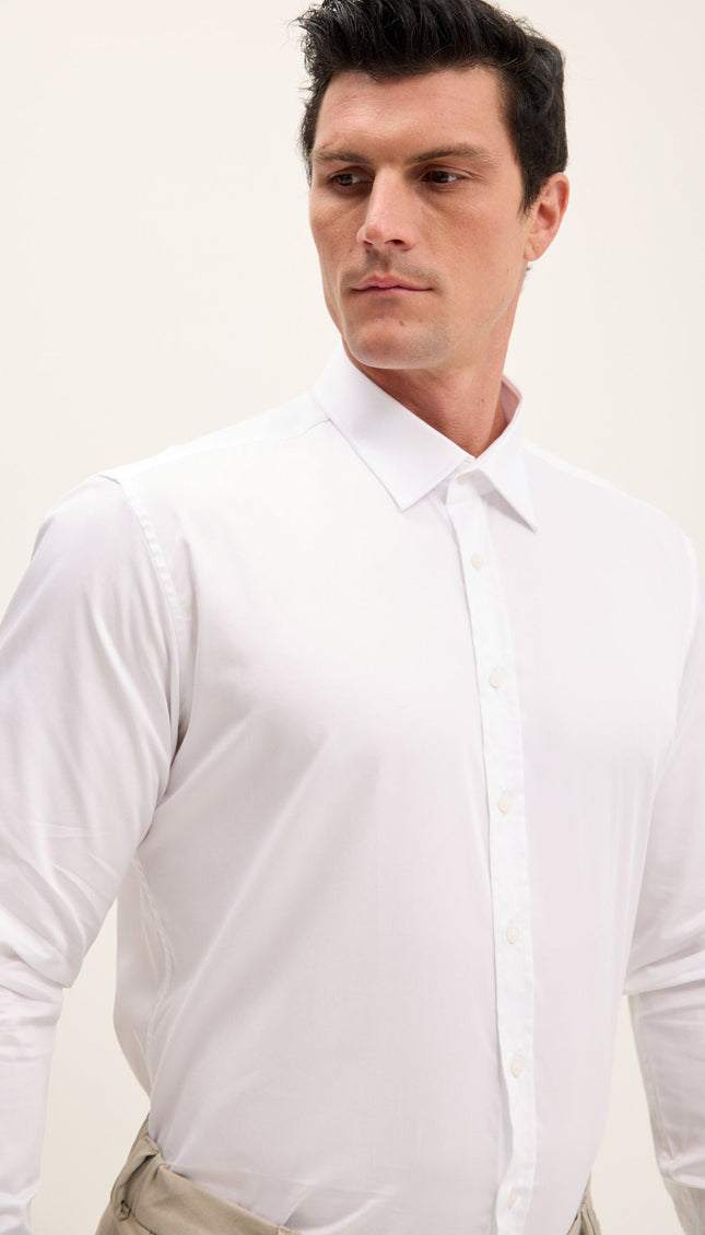 Spread Satin Dress Shirt - Optic White