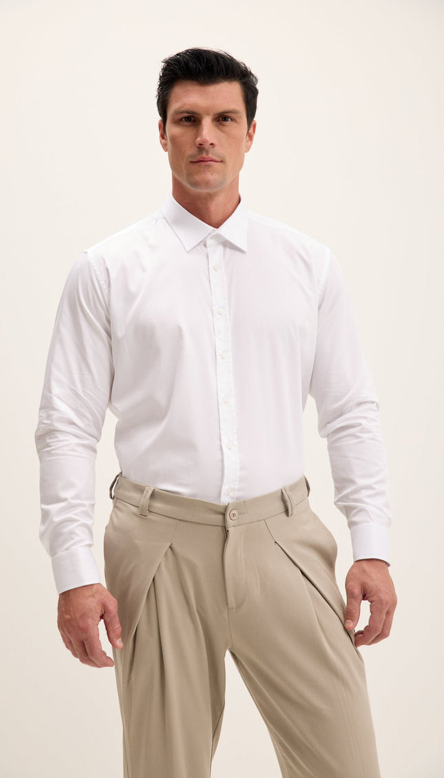 Spread Satin Dress Shirt - Optic White