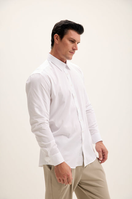 Men's Point Collar Dress Shirt - Optic White | Ron Tomson