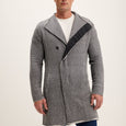 Asymmetric Longline Shawl Collar Cardigan - Black White