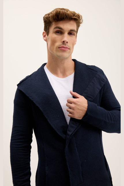 Asymmetric Longline Cardigan - Navy