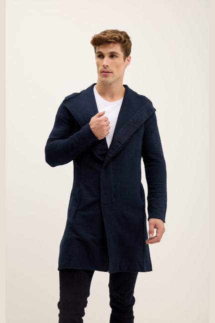 Asymmetric Longline Cardigan - Navy