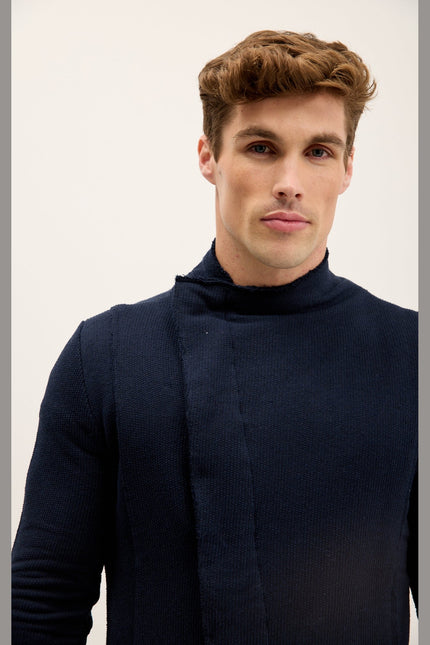 Asymmetric Longline Cardigan - Navy