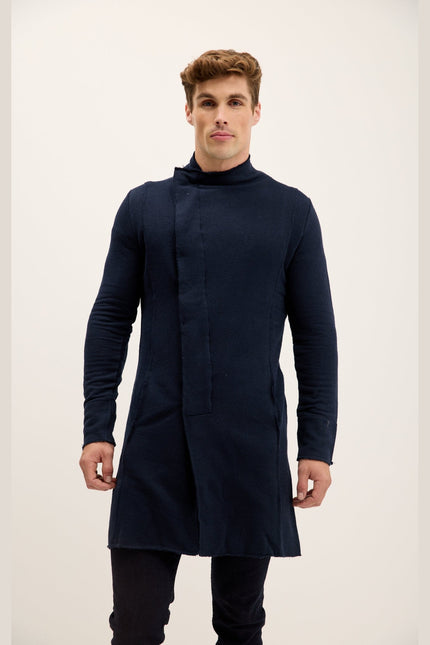 Asymmetric Longline Cardigan - Navy