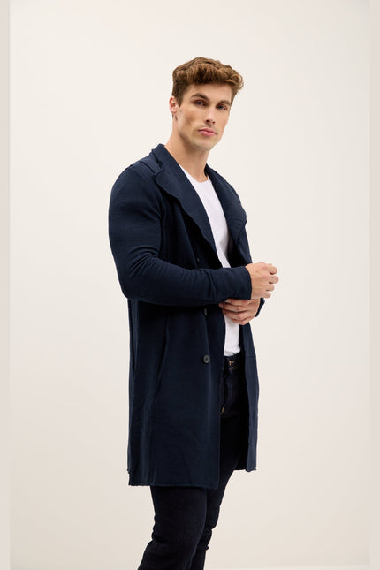 Asymmetric Longline Cardigan - Navy