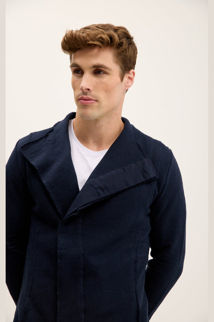 Asymmetric Longline Cardigan - Navy