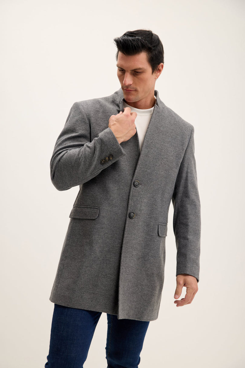 Men's Wool Blend Peacoat - Anthracite | Ron Tomson