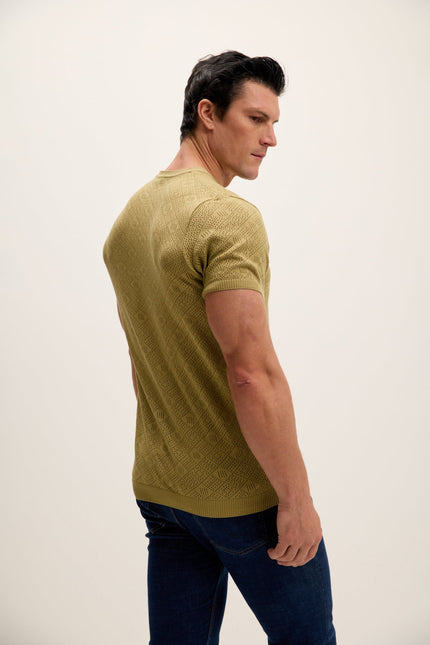 Men's Crochet Knit Top - Light Green | Ron Tomson