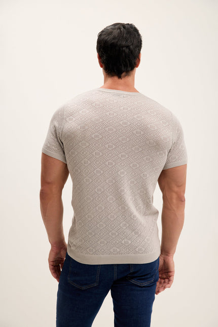Men's Geometric Crochet Top - Grey | Ron Tomson