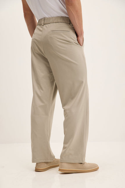 Men's Relaxed Pleated Trousers - Stone | Ron Tomson