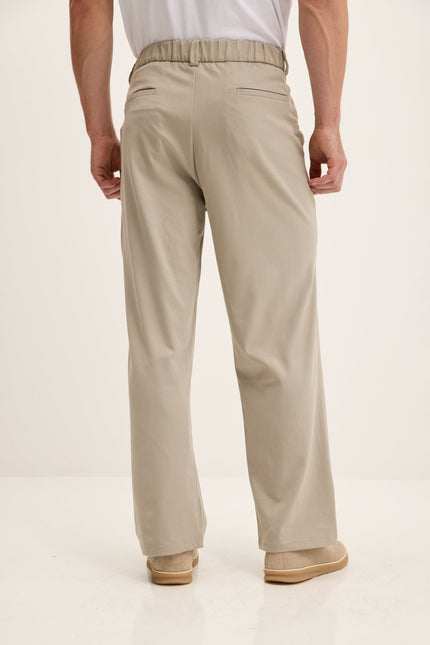 Men's Relaxed Pleated Trousers - Stone | Ron Tomson