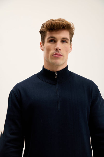 Men's Quarter-Zip Sweater - Navy | Ron Tomson