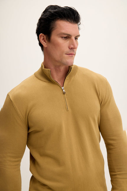 Men's Mock-Neck Sweater - Mustard | Ron Tomson