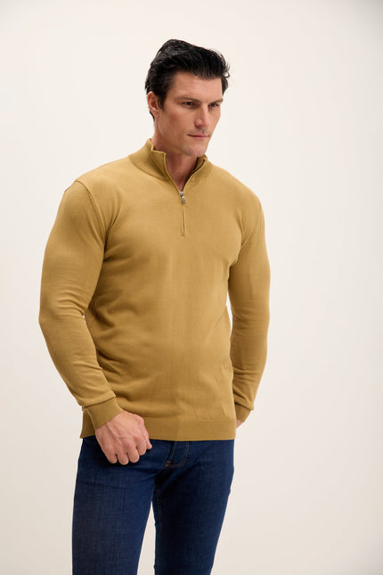 Men's Mock-Neck Sweater - Mustard | Ron Tomson