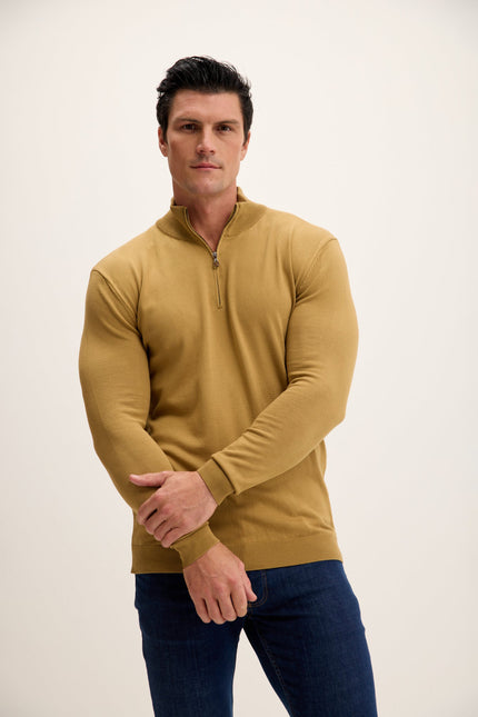 Men's Mock-Neck Sweater - Mustard | Ron Tomson