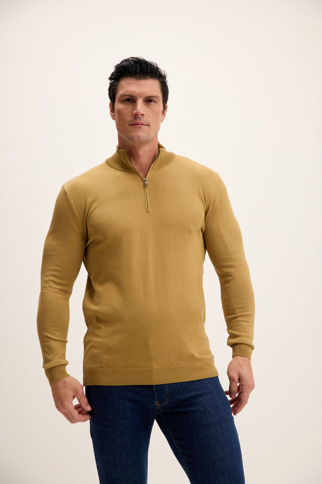 Men's Mock-Neck Sweater - Mustard | Ron Tomson