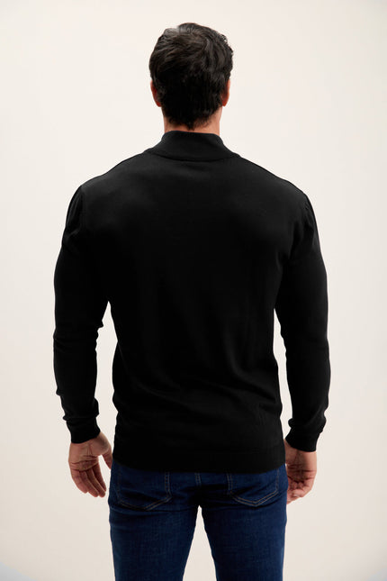 Men's Mock-Neck Sweater - Black | Ron Tomson