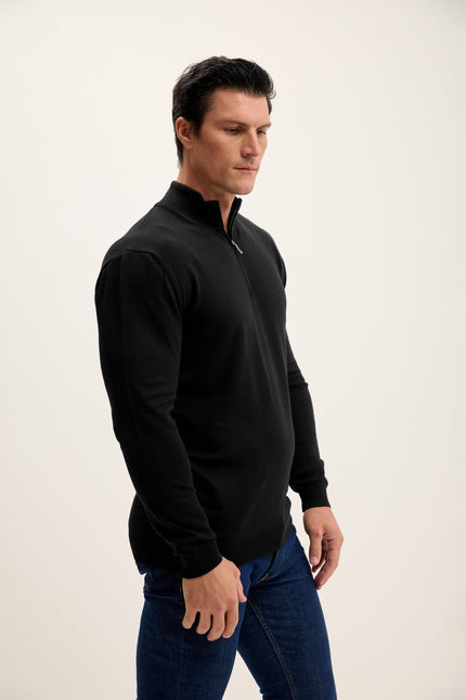 Men's Mock-Neck Sweater - Black | Ron Tomson