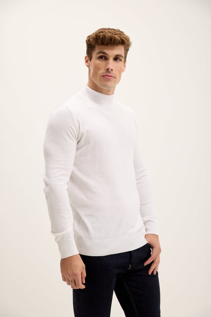 Men's Mock-Neck Sweater - Off-White | Ron Tomson