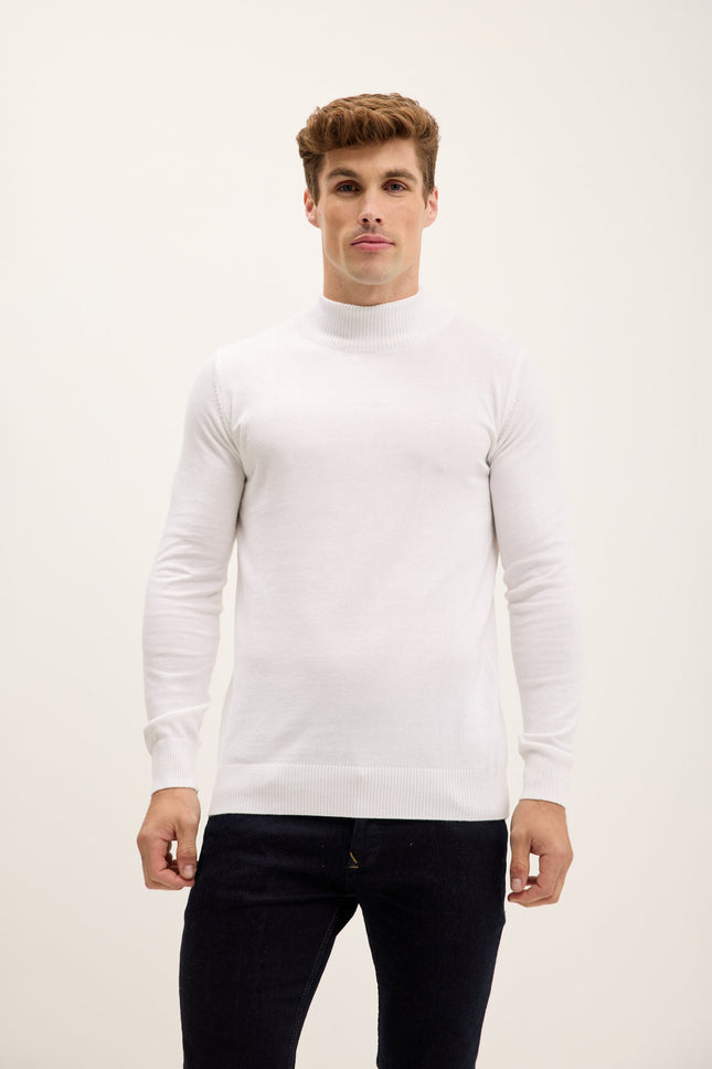 Men's Mock-Neck Sweater - Off-White | Ron Tomson