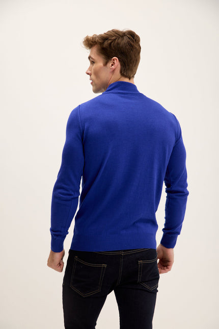 Men's Mock-Neck Sweater - Electric Blue | Ron Tomson