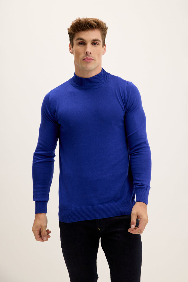Men's Mock-Neck Sweater - Electric Blue | Ron Tomson