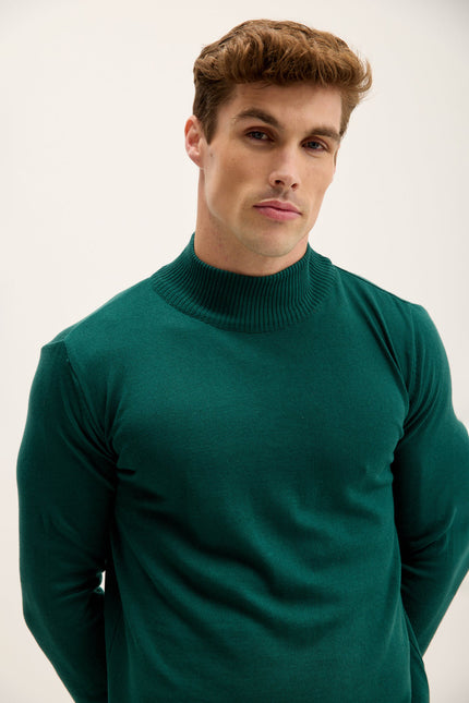 Men's Mock-Neck Sweater - Green | Ron Tomson